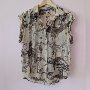 Gently Used Madewell 100% Silk Safari Print Button Down Size Medium